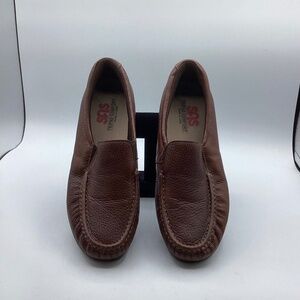 Men’s NWOT New SAS Brown Leather Slip On Shoes Size 10